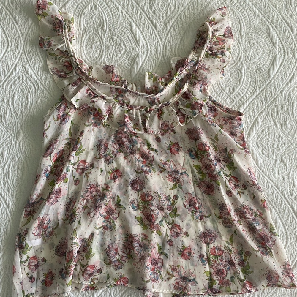 Soprano Ruffled Cropped Floral Blouse - Picture 2 of 2